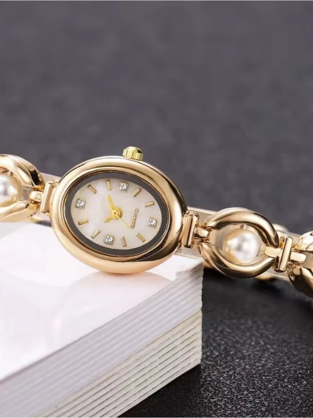 Vintage Pearl Link Bracelet Watch